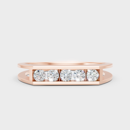 Modern 18K Rose Gold Men’s Ring With 0.25Ct Round Lab-Grown Diamond