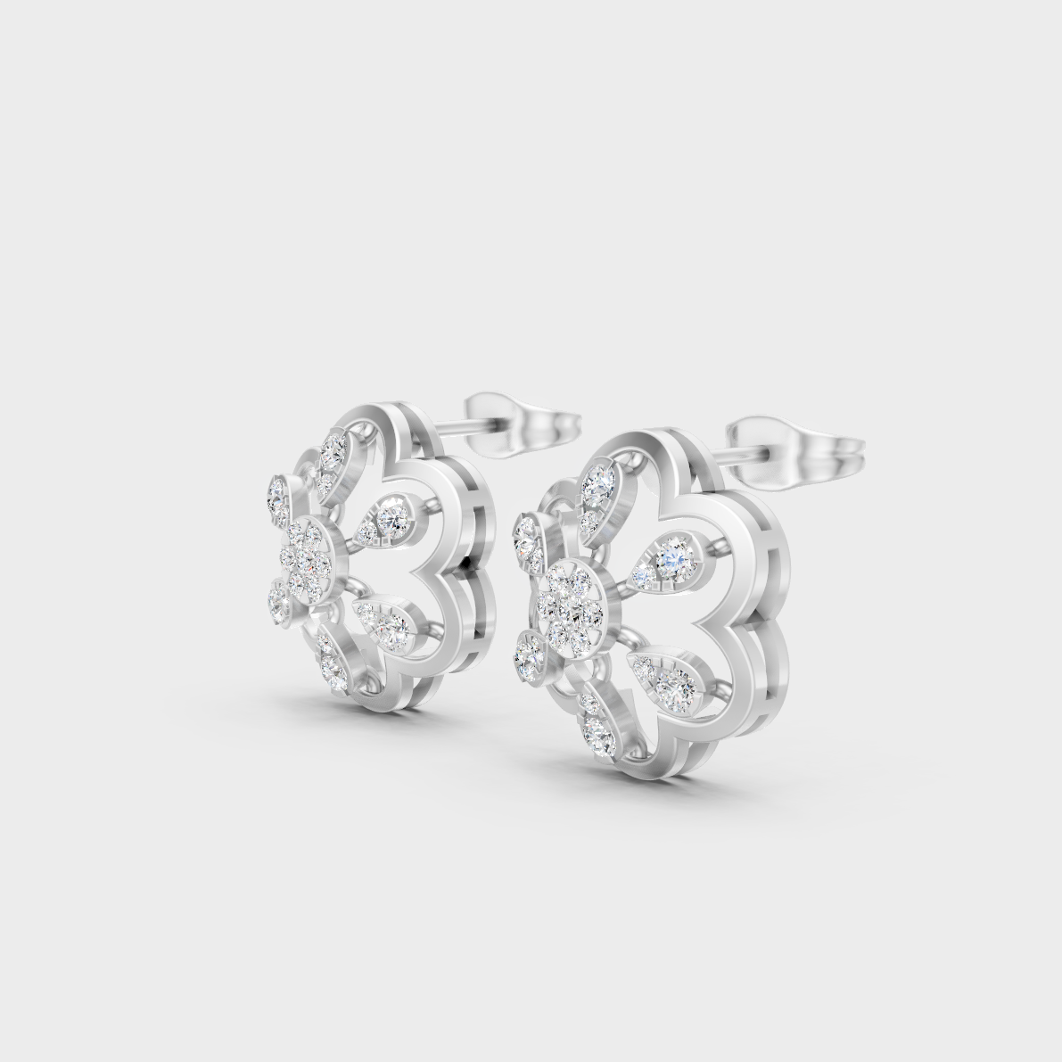 9K White Gold Round-Shaped Lab-Grown Diamond Studs With Clean Minimalist Design