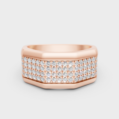 Modern 18K Rose Gold Men’s Ring With 1.2Ct Round Lab-Grown Diamond