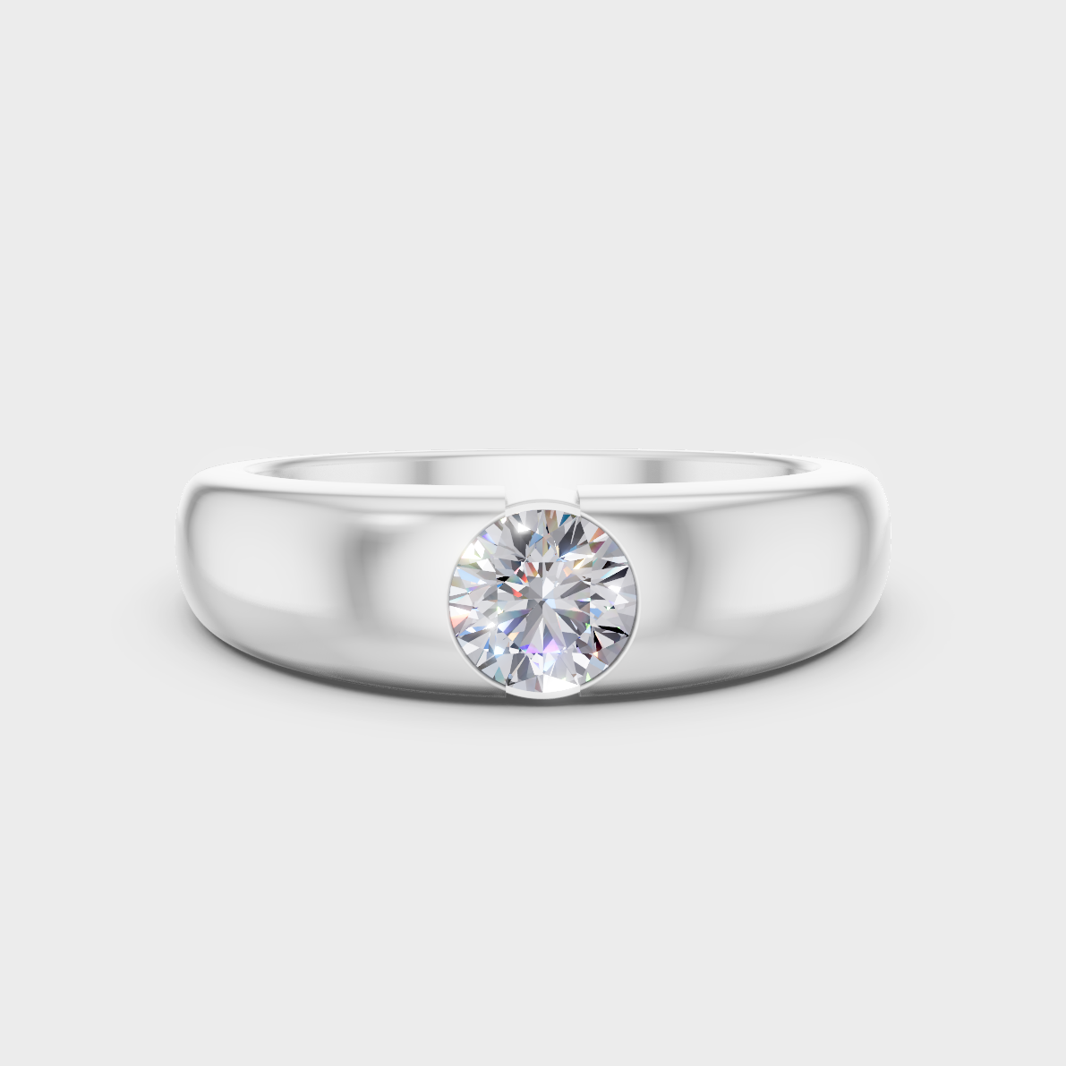GLI Certified 0.05 Carat Round-Cut Lab-Grown Diamond Men’s Ring In 14K White Gold