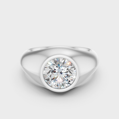 Certified 1-5 Carat Round-Cut Lab-Grown Diamond Men’s Ring In 14K White Gold