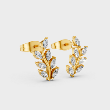 Classic 14K Yellow Gold Lab Diamond Studs Featuring 0.17 Carat Each Marquise Stones 