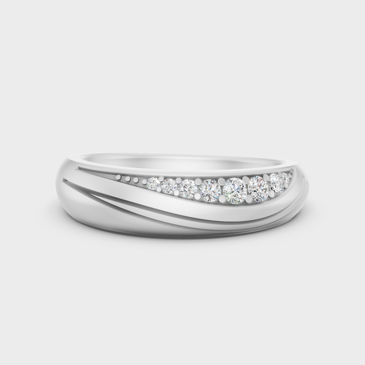 GLI Certified 0.14 Carat Round-Cut Lab-Grown Diamond Men’s Ring In 14K White Gold