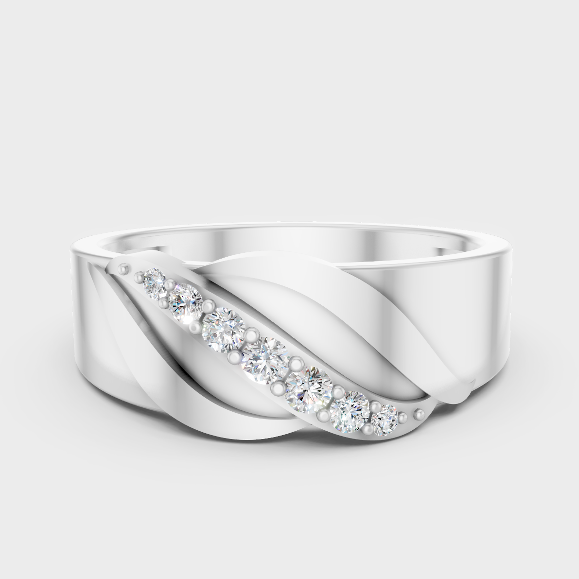 GLI Certified 0.27 Carat Round-Cut Lab-Grown Diamond Men’s Ring In 14K White Gold