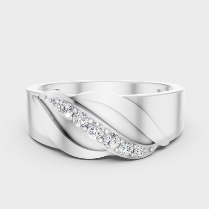 GLI Certified 0.27 Carat Round-Cut Lab-Grown Diamond Men’s Ring In 14K White Gold