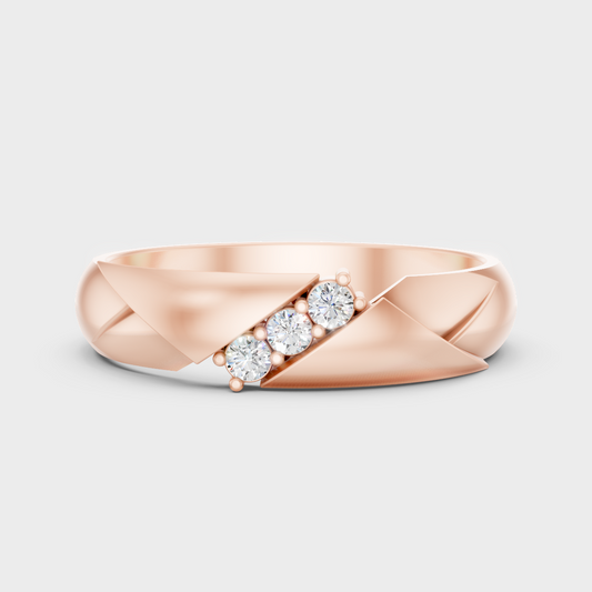 Modern 18K Rose Gold Men’s Ring With 0.075Ct Round Lab-Grown Diamond