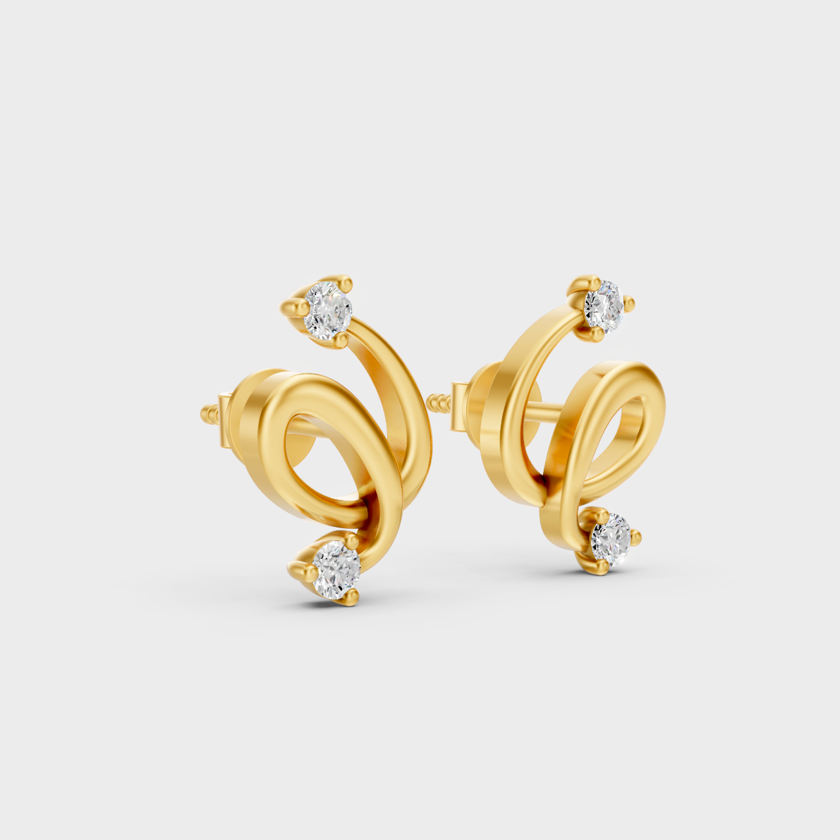 Classic 14K Yellow Gold Lab Diamond Studs Featuring 0.04 Carat Each Round Stones 