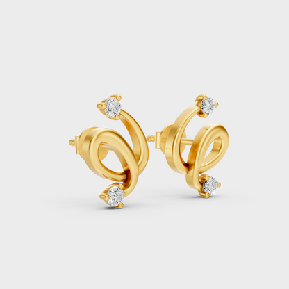 Classic 14K Yellow Gold Lab Diamond Studs Featuring 0.04 Carat Each Round Stones 