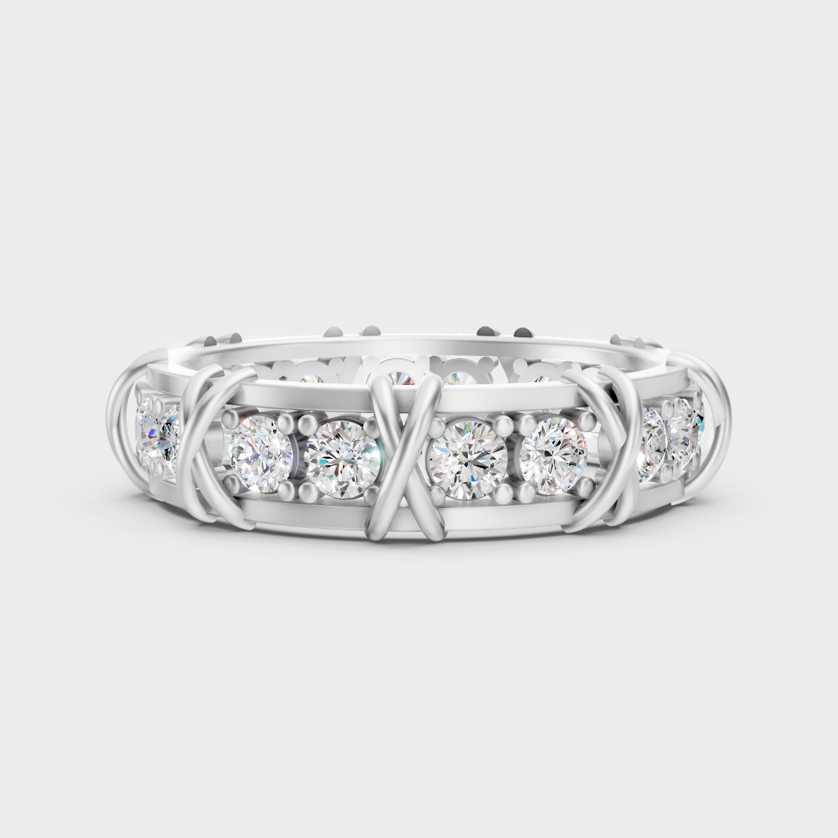 GLI Certified 1.17 Carat Round-Cut Lab-Grown Diamond Men’s Band In 14K White Gold