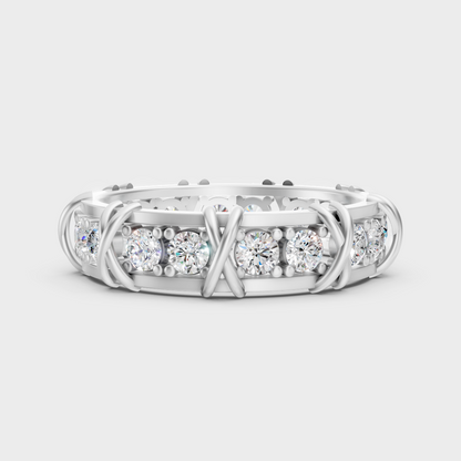 GLI Certified 1.17 Carat Round-Cut Lab-Grown Diamond Men’s Band In 14K White Gold