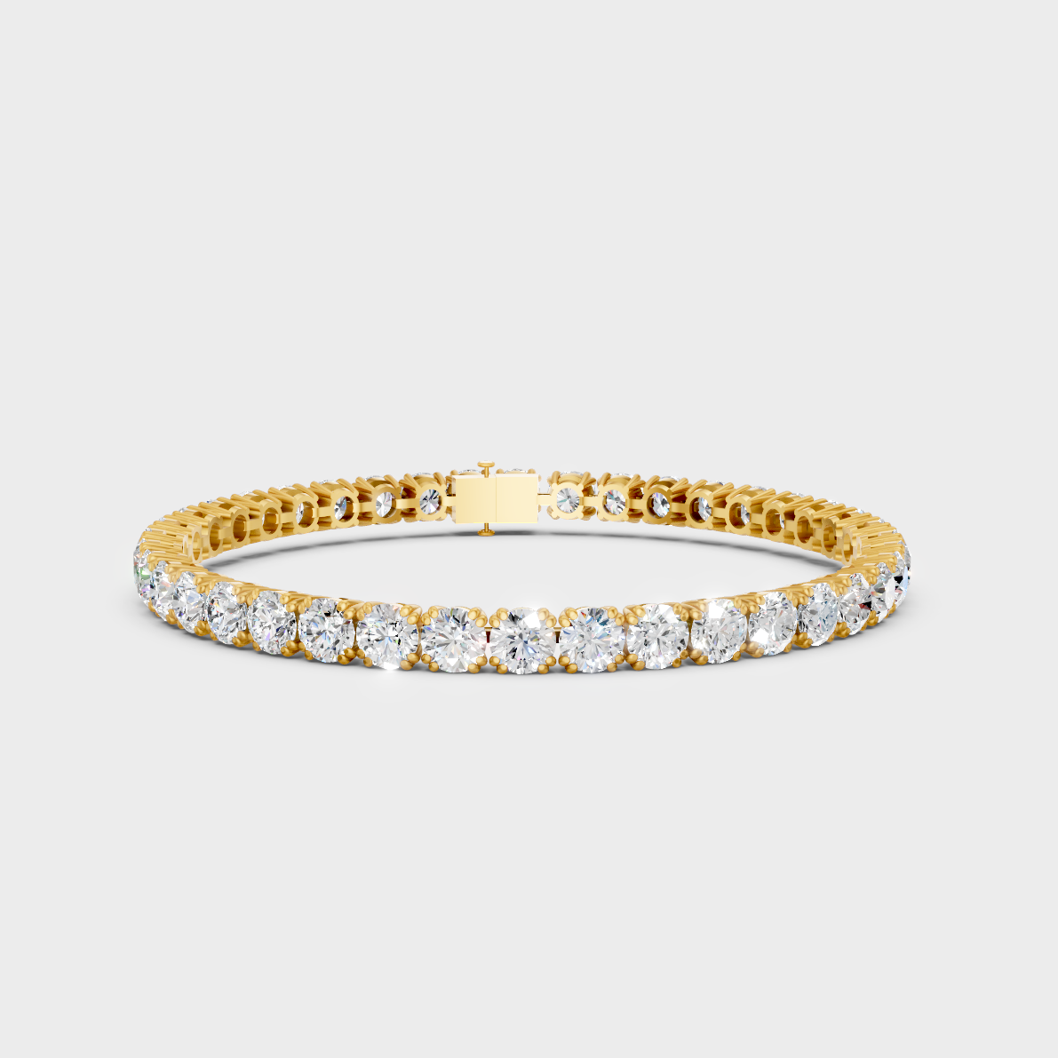 14.8 Ct Round Cut Lab-Grown Diamond Tennis Bracelet Yellow Gold