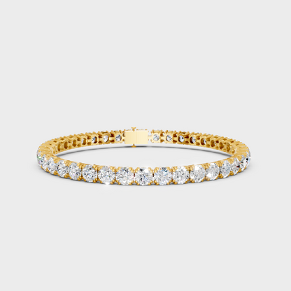 14.8 Ct Round Cut Lab-Grown Diamond Tennis Bracelet Yellow Gold