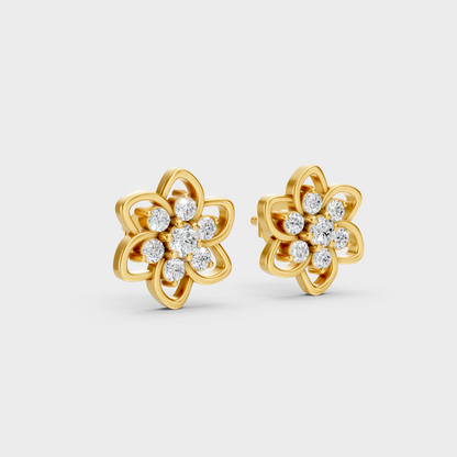 Classic 14K Yellow Gold Lab Diamond Studs Featuring 0.09 Carat Each Round Stones 
