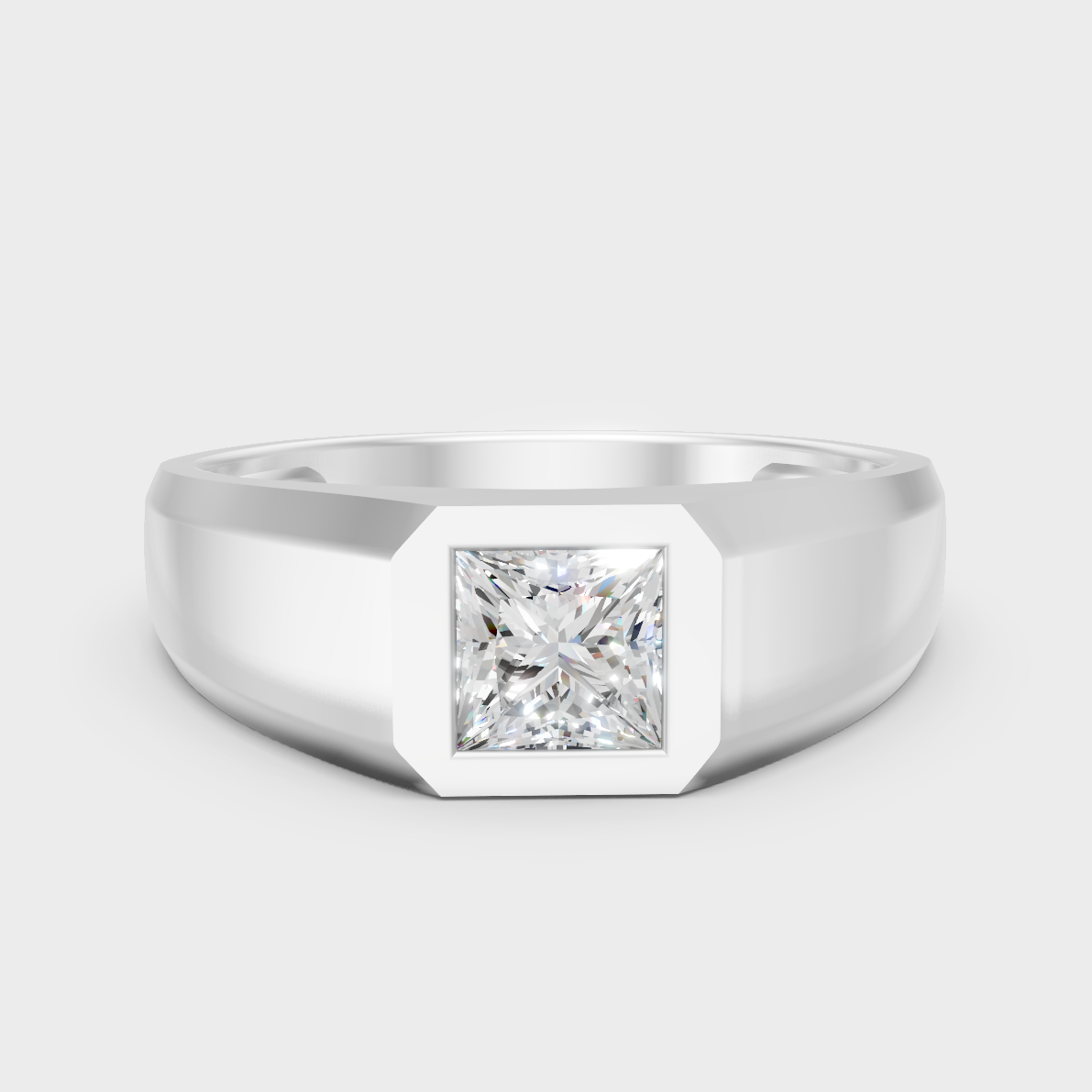 Certified 0.50 Carat Princess-Cut Lab-Grown Diamond Men’s Ring In 14K White Gold