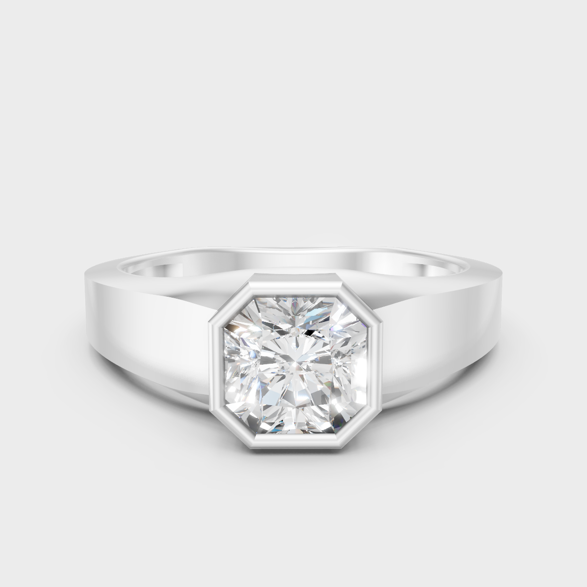 Certified 1-5 Carat Square Radiant-Cut Lab-Grown Diamond Men’s Ring In 14K White Gold