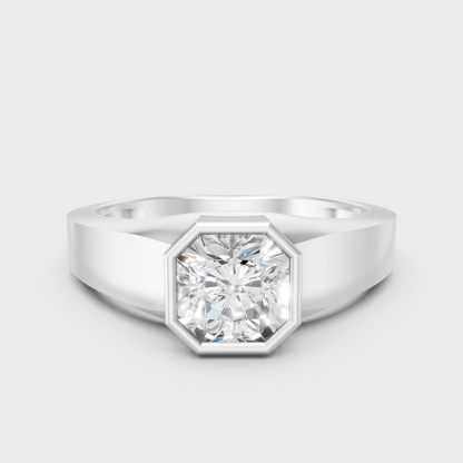 Certified 1-5 Carat Square Radiant-Cut Lab-Grown Diamond Men’s Ring In 14K White Gold