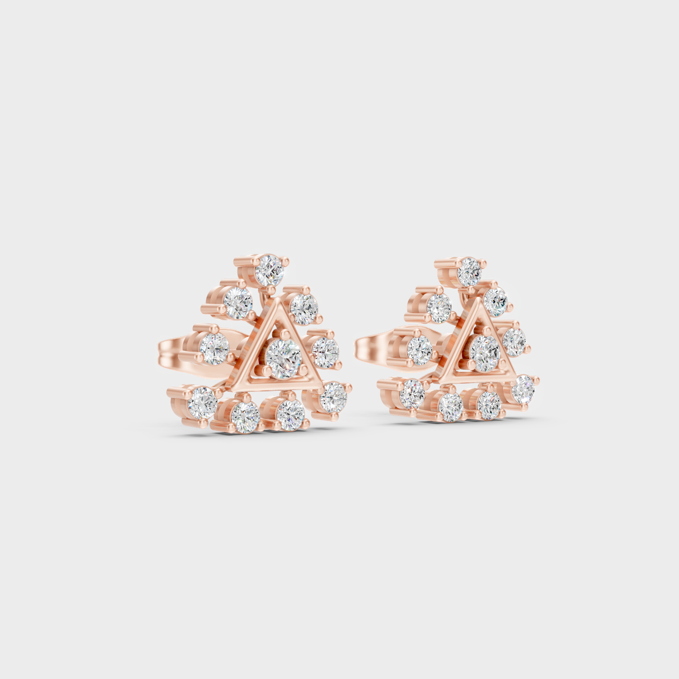 Sleek 14K Rose Gold Studs Featuring Certified 0.38 Carat Each Round Lab Diamonds