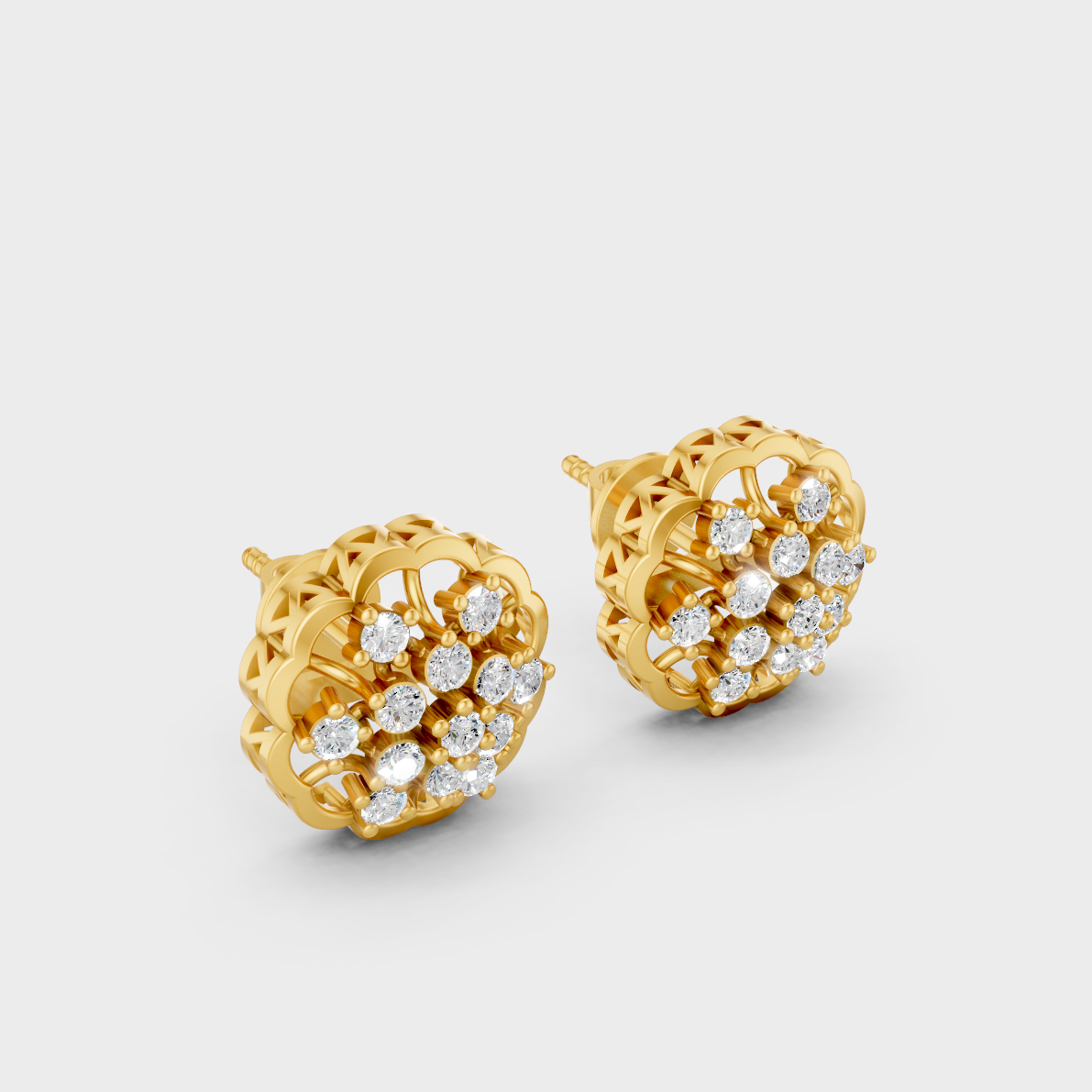 Classic 14K Yellow Gold Lab Diamond Studs Featuring 0.45 Carat Each Round Stones