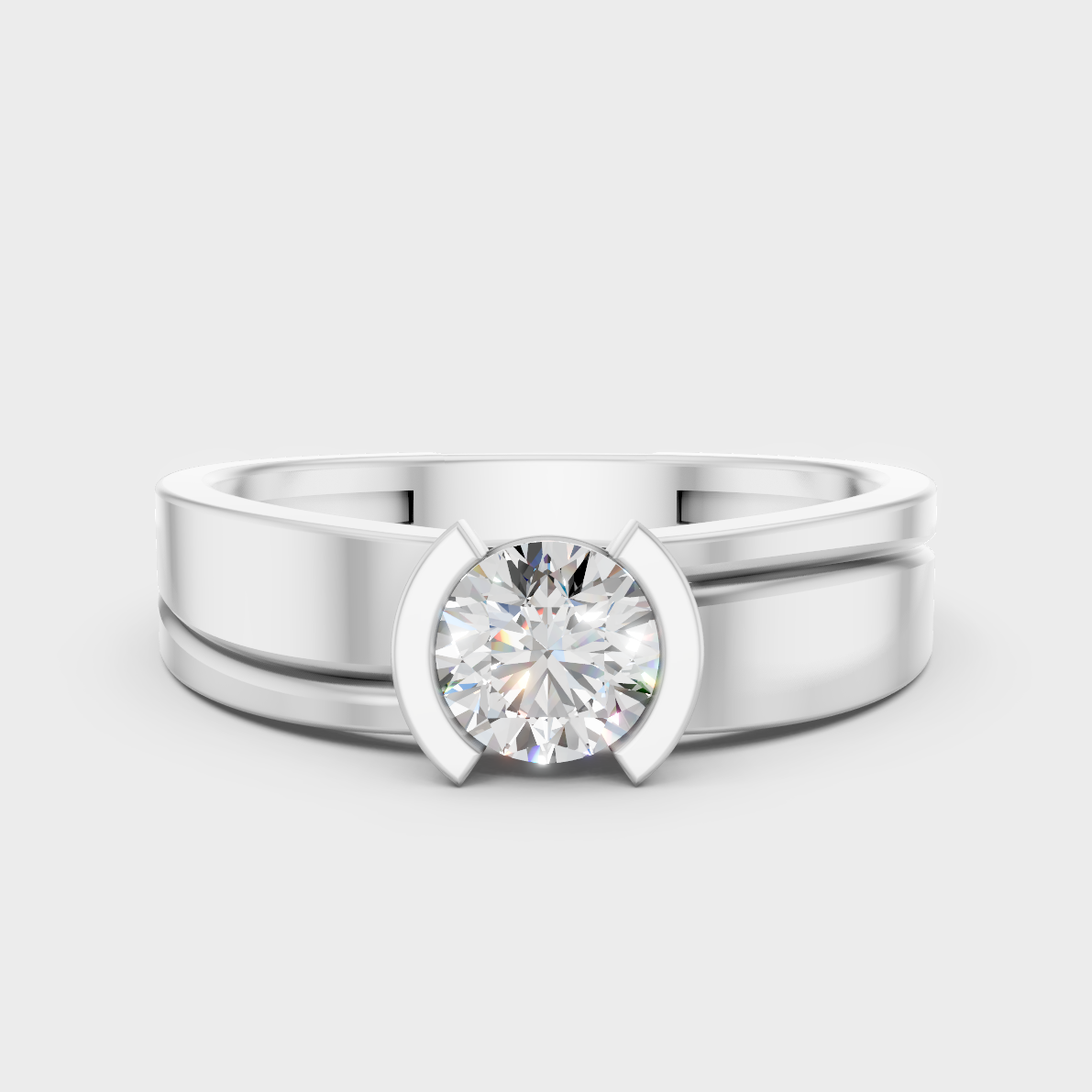 IGI Certified 0.50 Carat Round-Cut Lab-Grown Diamond Men’s Ring In 14K White Gold
