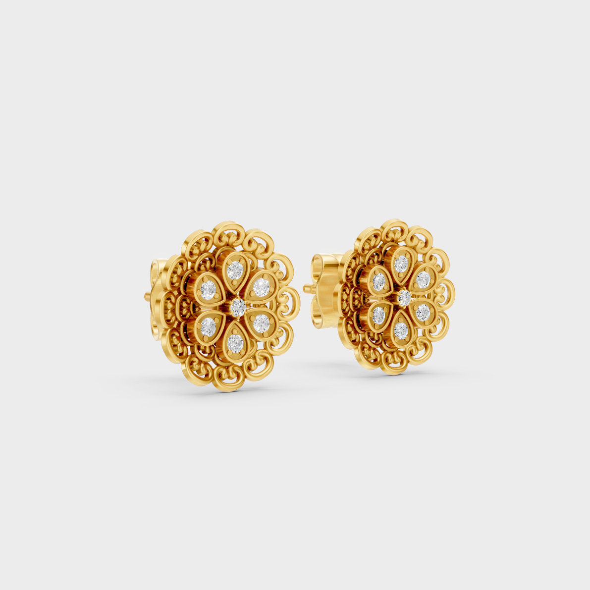 Classic 14K Yellow Gold Lab Diamond Studs Featuring 0.06 Carat Each Round Stones 