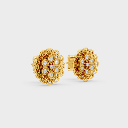 Classic 14K Yellow Gold Lab Diamond Studs Featuring 0.06 Carat Each Round Stones 