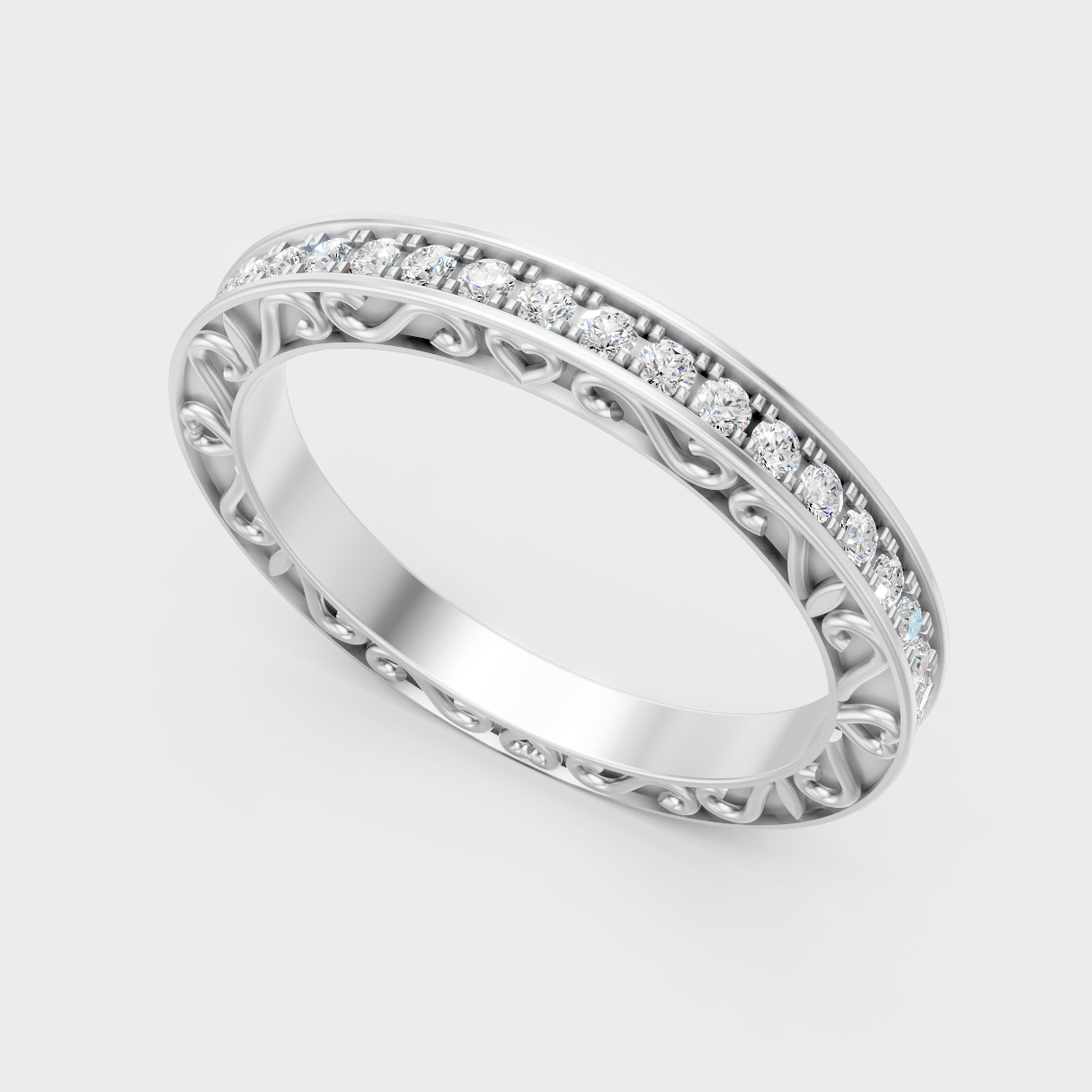 Sleek White Gold Diamond Band Featuring A Certified Round Diamond