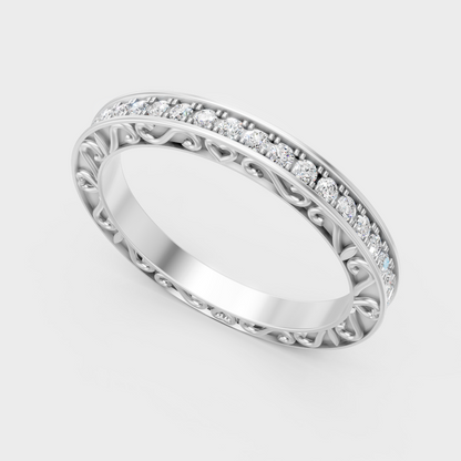 Sleek White Gold Diamond Band Featuring A Certified Round Diamond