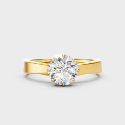 Igi Certified Round Lab-Grown Diamond Engagement Ring In  Yellow Gold