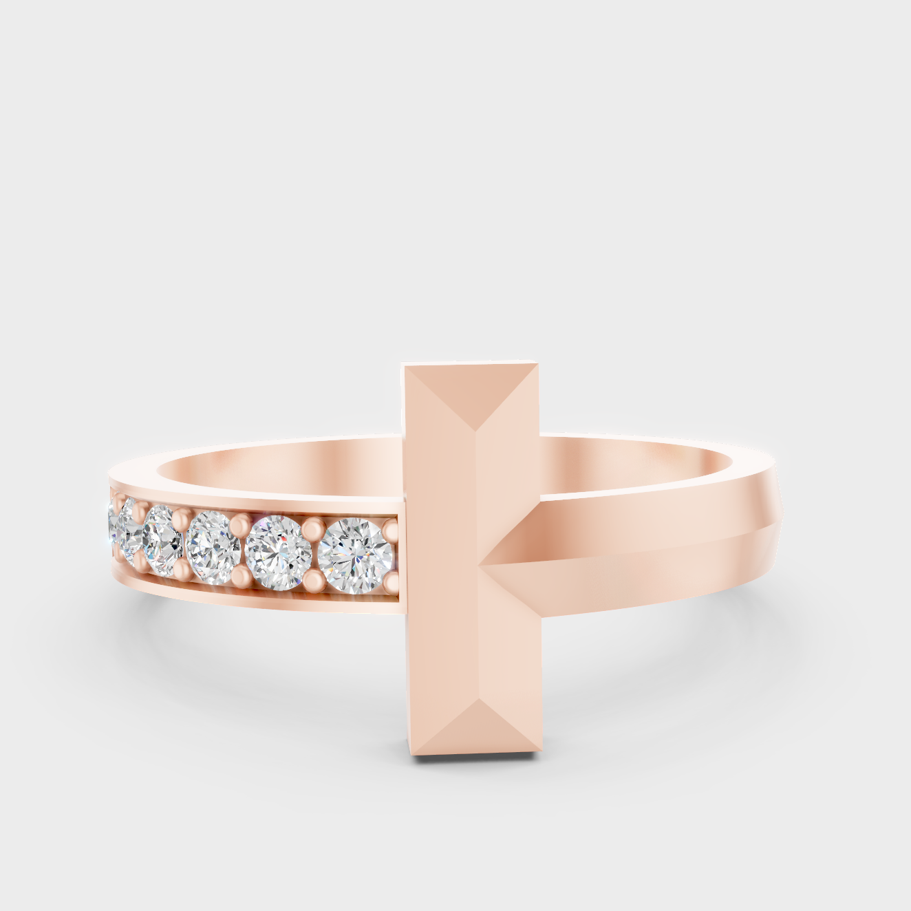 Modern 18K Rose Gold Men’s Ring With 0.21Ct Round Lab-Grown Diamond