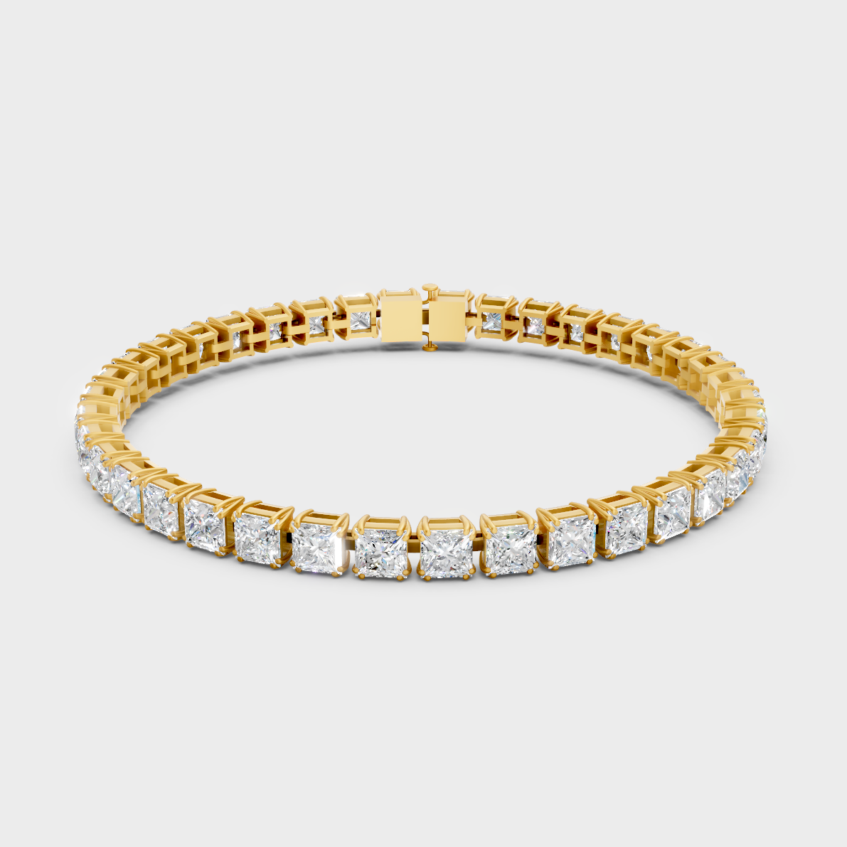 Premium Princess Diamond Tennis Bracelet Yellow Gold