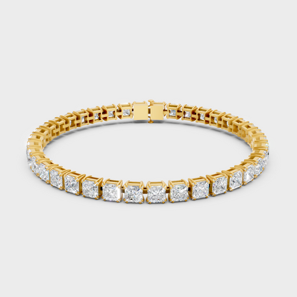 Premium Princess Diamond Tennis Bracelet Yellow Gold