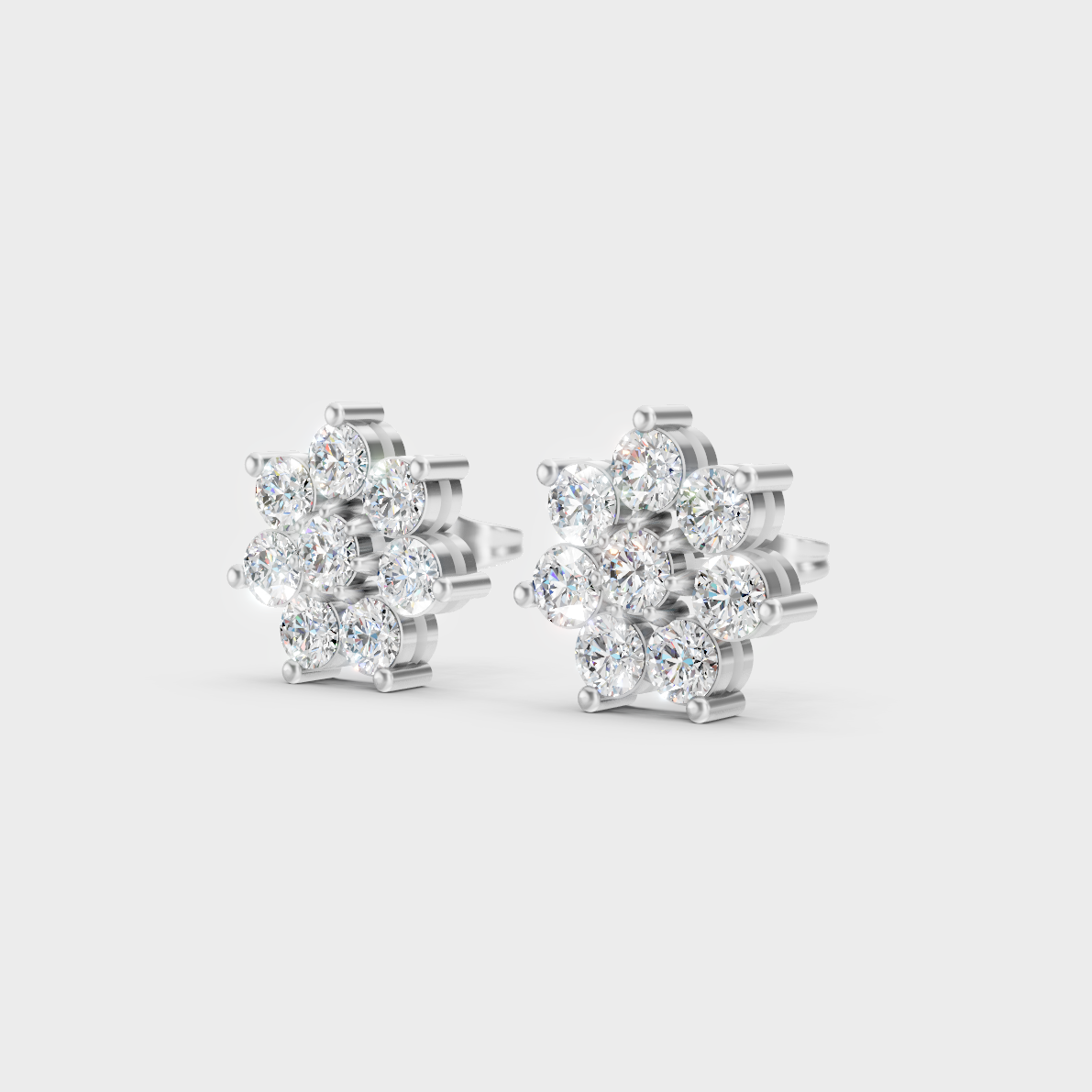 9K White Gold Round-Shaped Lab-Grown Diamond Studs With Clean Minimalist Design