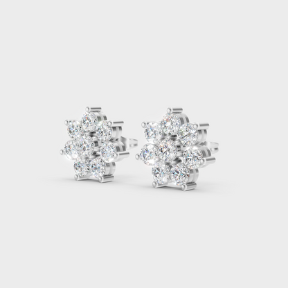 9K White Gold Round-Shaped Lab-Grown Diamond Studs With Clean Minimalist Design