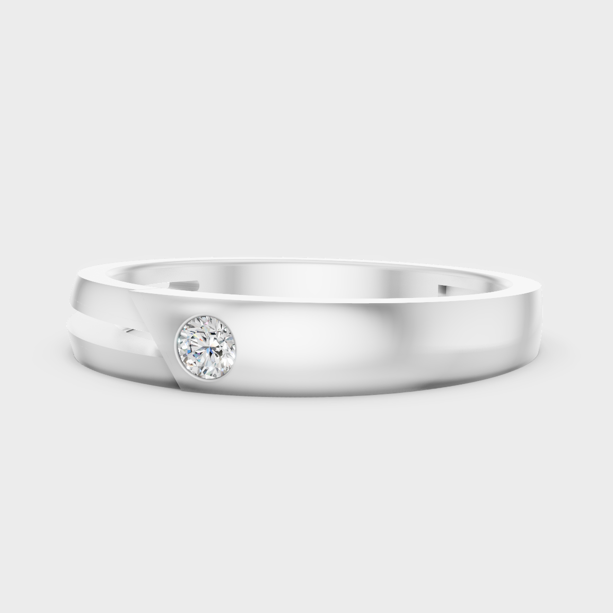 GLI Certified 0.07 Carat Round-Cut Lab-Grown Diamond Men’s Ring In 14K White Gold