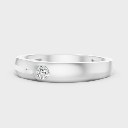 GLI Certified 0.07 Carat Round-Cut Lab-Grown Diamond Men’s Ring In 14K White Gold