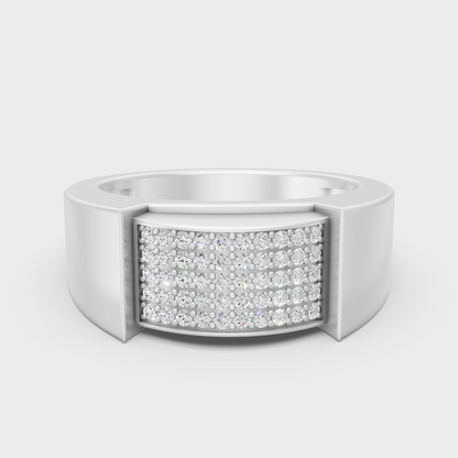 GLI Certified 0.25 Carat Round-Cut Lab-Grown Diamond Men’s Ring In 14K White Gold
