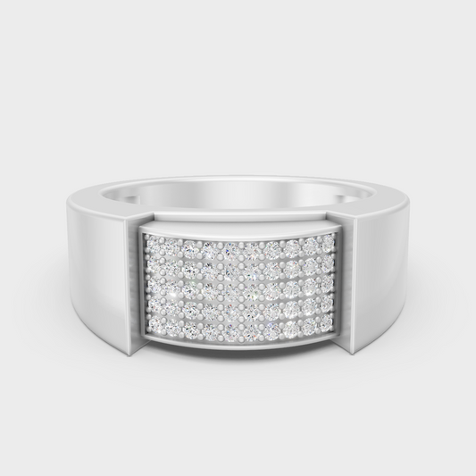GLI Certified 0.25 Carat Round-Cut Lab-Grown Diamond Men’s Ring In 14K White Gold