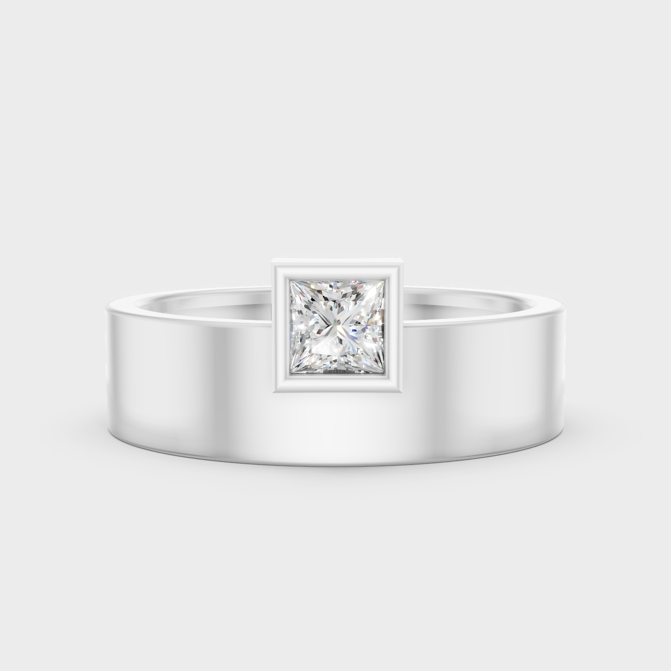 Certified 0.25 Carat Princess-Cut Lab-Grown Diamond Men’s Ring In 14K White Gold