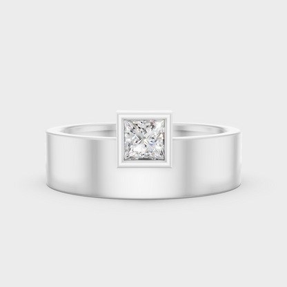 Certified 0.25 Carat Princess-Cut Lab-Grown Diamond Men’s Ring In 14K White Gold