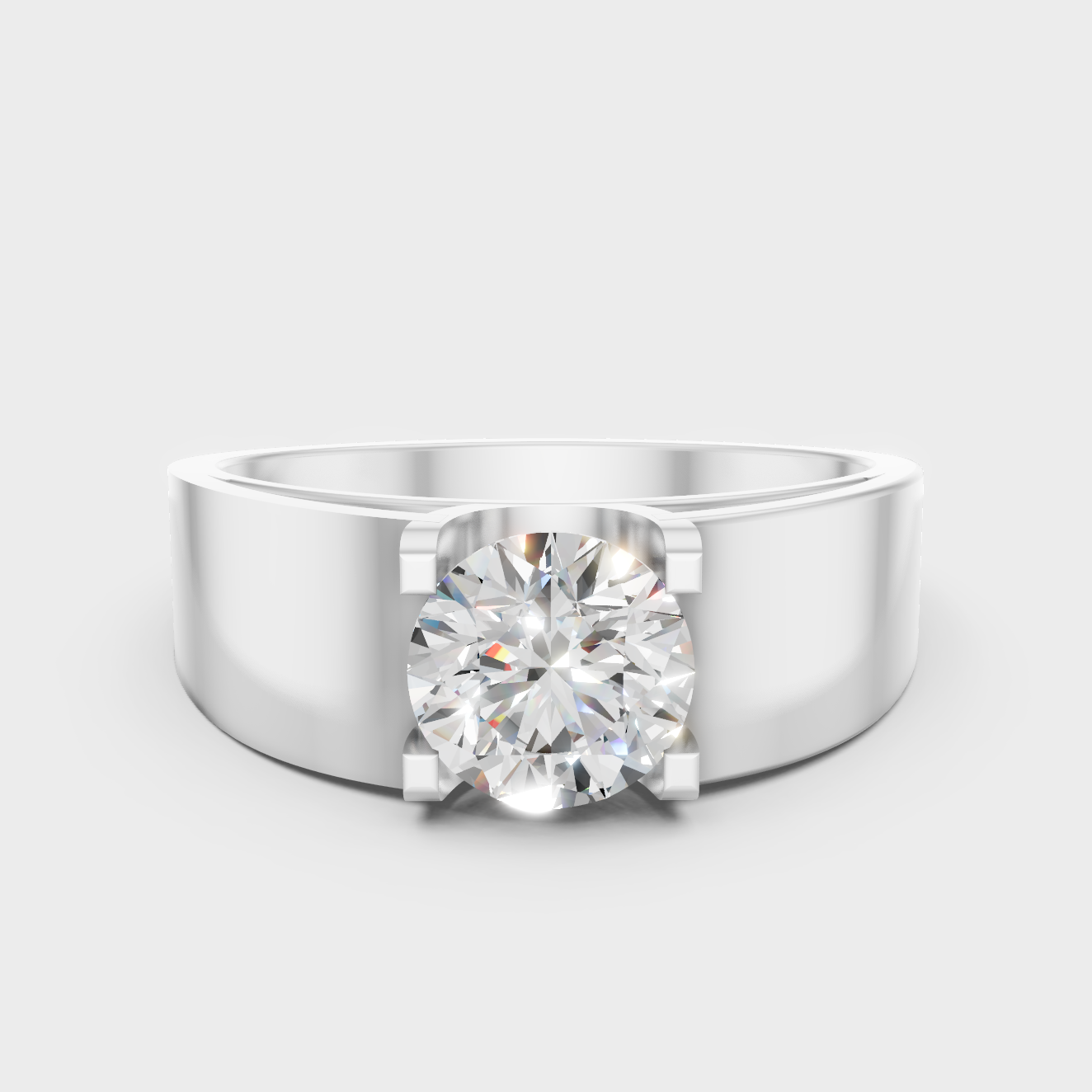 Certified 0.95 Carat Round-Cut Lab-Grown Diamond Men’s Ring In 14K White Gold