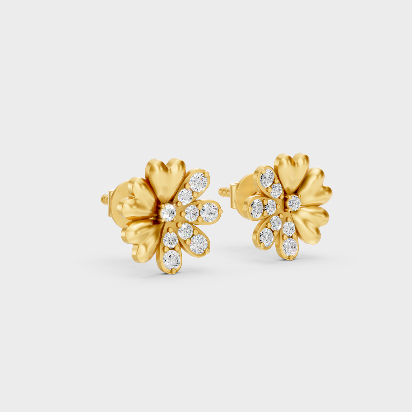 Classic 14K Yellow Gold Lab Diamond Studs Featuring 0.17 Carat Each Round Stones