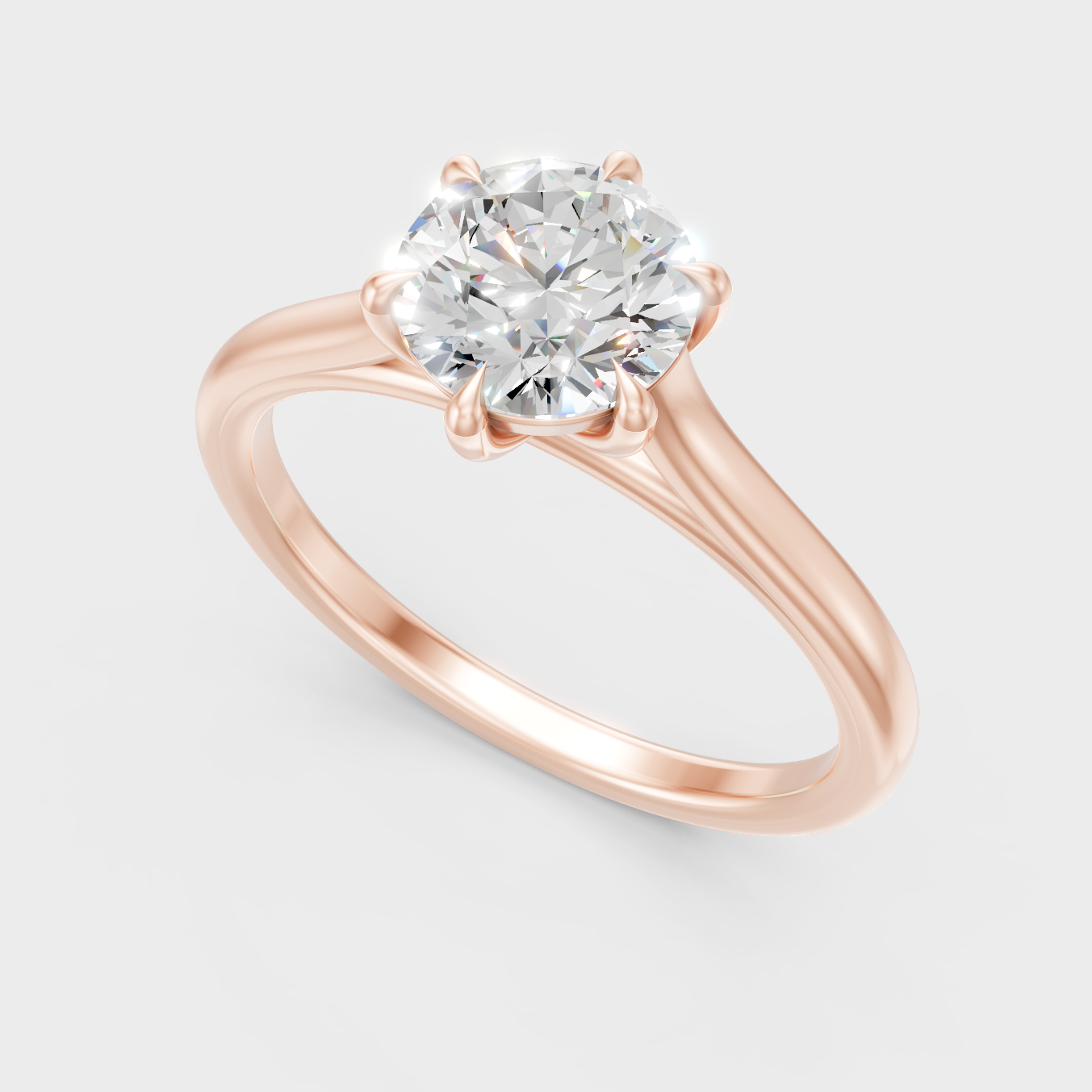  Sleek 14K Rose Gold Ring Featuring A Certified Round Lab-Grown Diamond