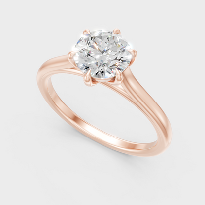  Sleek 14K Rose Gold Ring Featuring A Certified Round Lab-Grown Diamond
