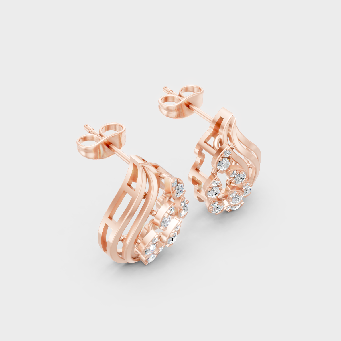  Sleek 14K Rose Gold Studs Featuring Certified 0.25 Carat Each Round Lab Diamonds 