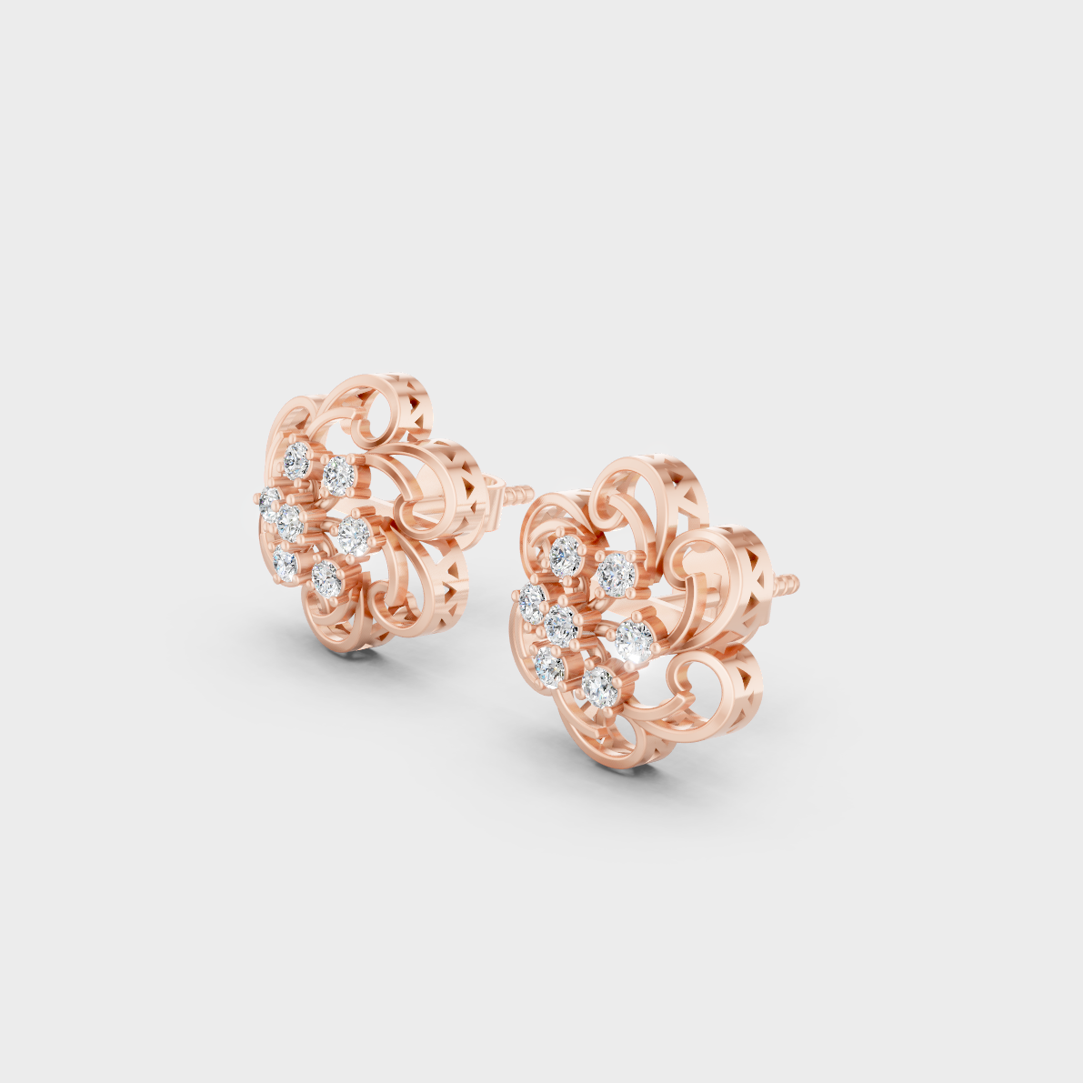  9K Rose Gold Round-Cut Lab-Grown Diamond Earrings With Hallmark Quality