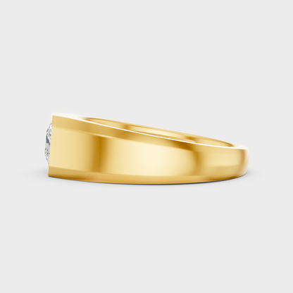 Radiant Yellow Gold Men’s Statement Band With Certified 0.50Ct Princess Solitaire