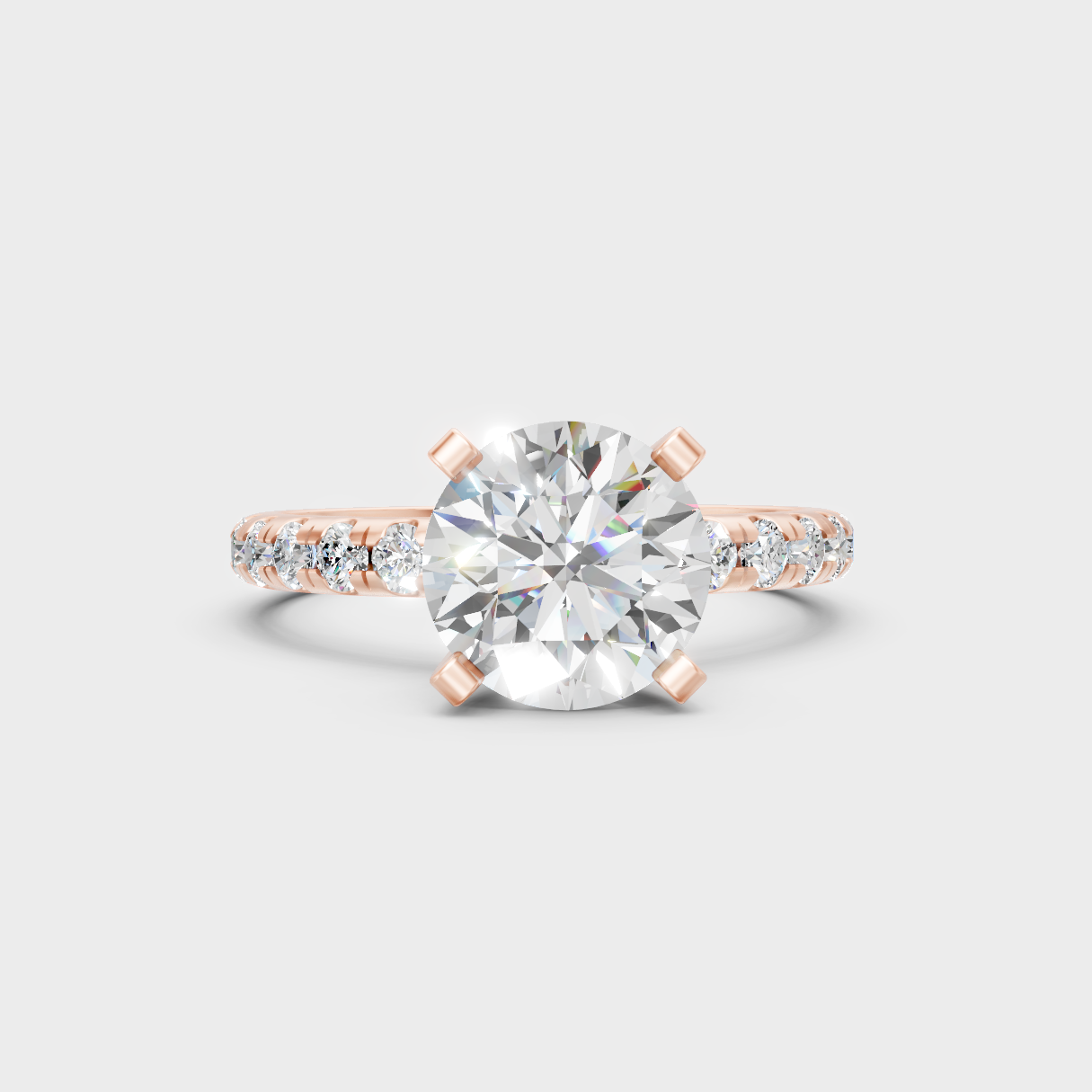 Romantic 18K Rose Gold Engagement Ring With Round Lab Diamond
