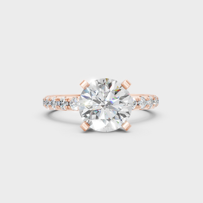 Romantic 18K Rose Gold Engagement Ring With Round Lab Diamond