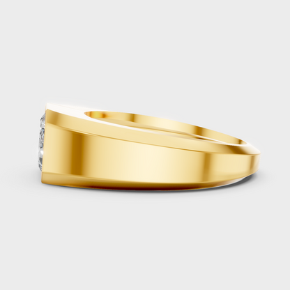  Radiant Yellow Gold Men’s Statement Band With Certified Emerald-Cut Solitaire