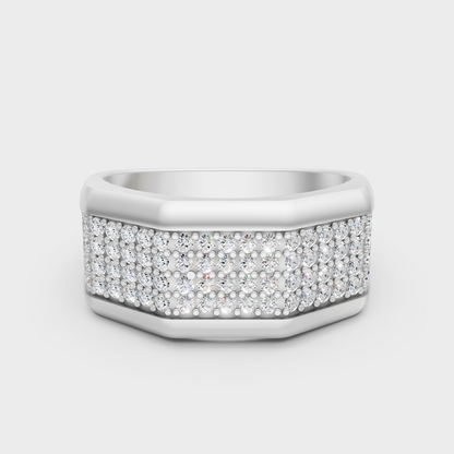 Certified 1.2 Carat Round-Cut Lab-Grown Diamond Men’s Ring In 14K White Gold
